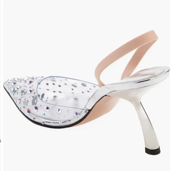 Piferi Upanova Transparent Crystal Embellished Pointed Toe Slingback Pump (35.5) - Picture 2 of 6